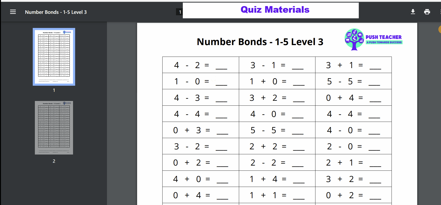 Quiz Materials