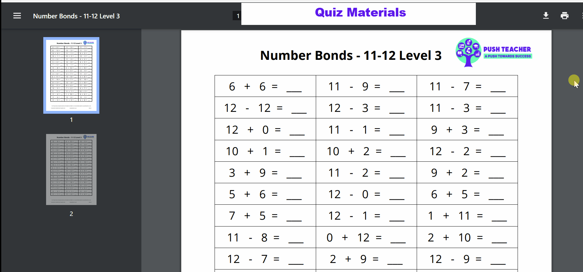 Quiz Materials